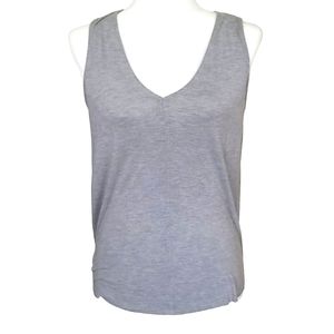 Gray Top with White Pleated Back